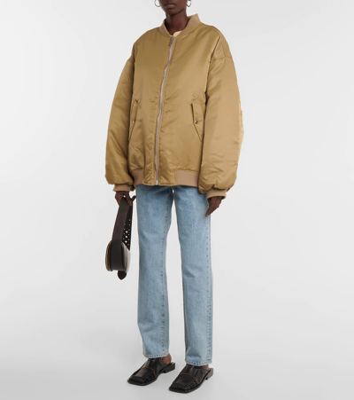 The Frankie Shop Astra Oversized Shell Bomber Jacket In Olive