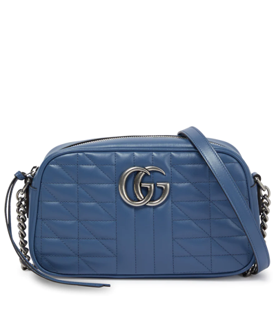 Shop Gucci Gg Marmont Small Shoulder Bag In Cle.blu/cle.blu/cl.b