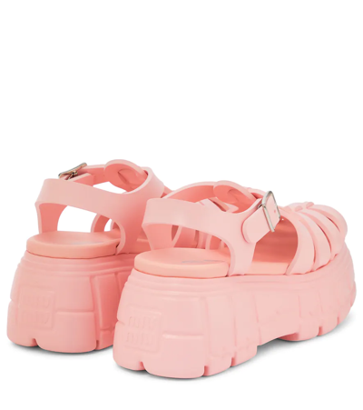 Shop Miu Miu Fisherman Platform Sandals In Rosa