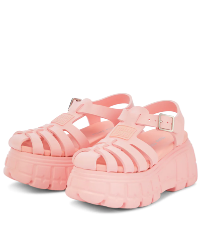Shop Miu Miu Fisherman Platform Sandals In Rosa