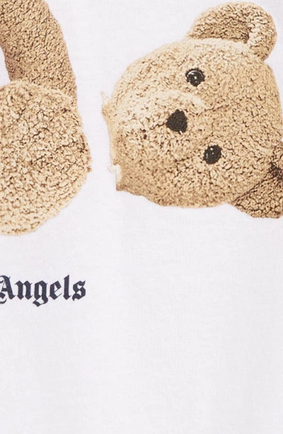 Shop Palm Angels Kids' Bear Cotton Graphic Tee In White Brown
