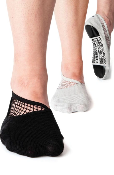 Shop Arebesk Boxerella 2-pack No-slip Closed Toe Socks In Black - Gray