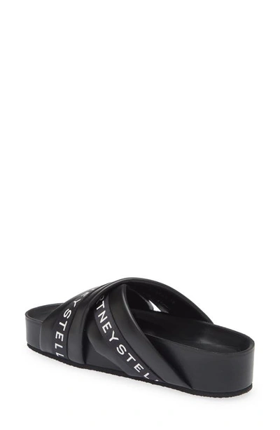 Shop Stella Mccartney Vesta Logo Slide Sandal In 1000 Black