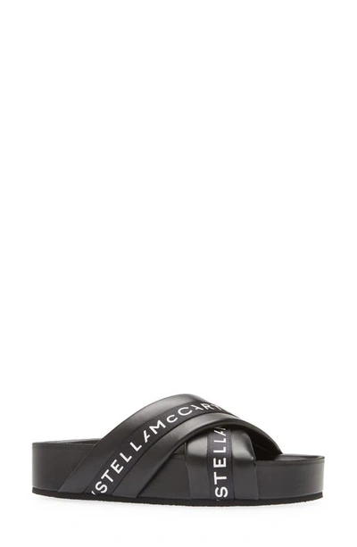 Stella Mccartney Vesta Eco Alt Logo Crisscross Sandals In 1000 Black