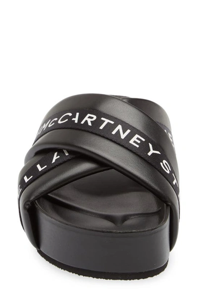 Shop Stella Mccartney Vesta Logo Slide Sandal In 1000 Black