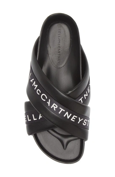 Shop Stella Mccartney Vesta Logo Slide Sandal In 1000 Black