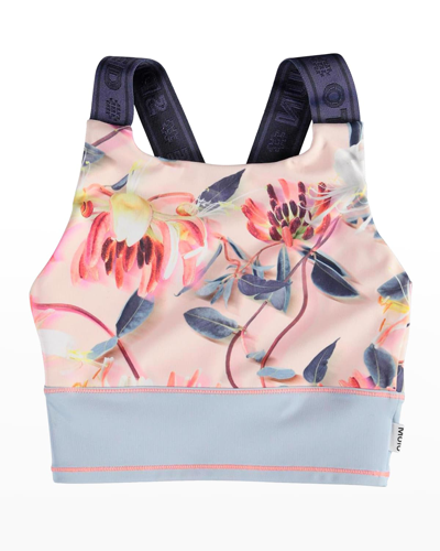 Shop Molo Girl's Olivia Crop Top With Heiq Smart Temp In Motion Flower
