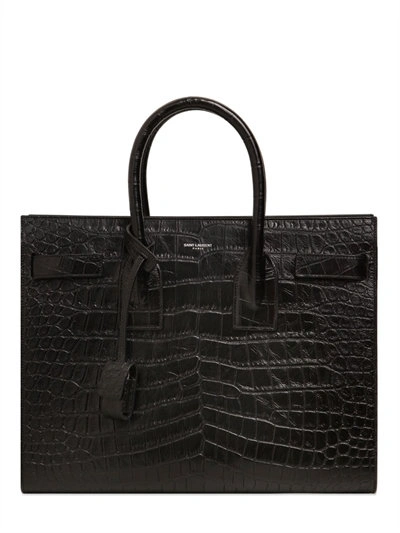 Shop Saint Laurent Small Sac De Jour Embossed Leather Bag, Black