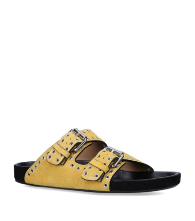 Shop Isabel Marant Suede Lennyo Sandals In Yellow