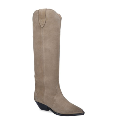 Shop Isabel Marant Suede Knee-high Denvee Boots In Brown