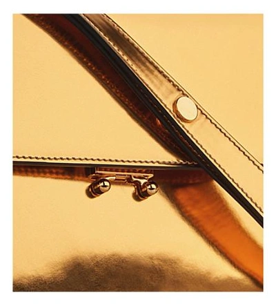 Shop Marni Trunk Metallic-leather Shoulder Bag In Gold Sand