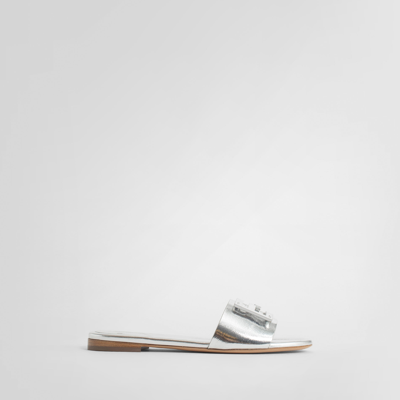 Shop Fendi Sandals In Silver
