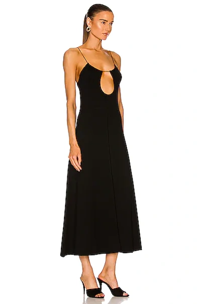 Saint Laurent Open-back Cutout Crepe De Chine Midi Dress In Noir