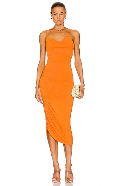Shop Andamane Irina Draped Midi Dress In Orange
