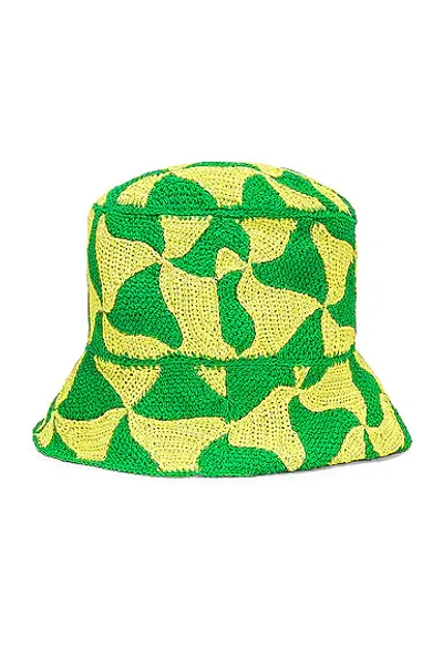 Shop Bottega Veneta Wavy Triangle Crochet Bucket Hat In Parakeet & Kiwi