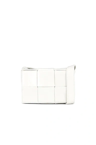 Shop Bottega Veneta Card Case With Strap In White & Silver