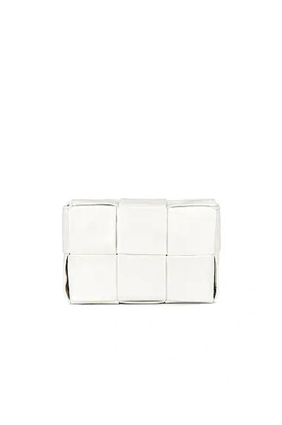 Shop Bottega Veneta Card Case With Strap In White & Silver