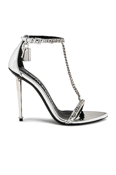 Shop Tom Ford Mirror T-strap Padlock 105 Sandal In Silver