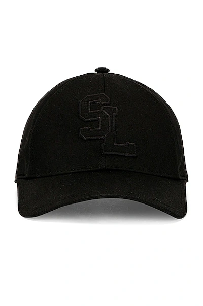 Shop Saint Laurent Denim Sl Hat In Black
