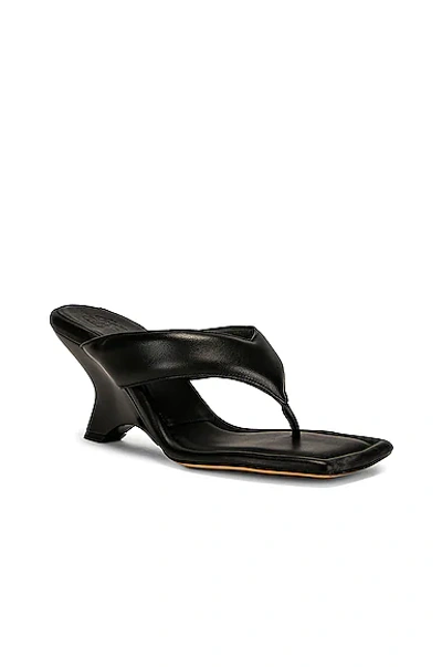 Shop Gia Borghini Leather Thong Wedge Sandal In Black