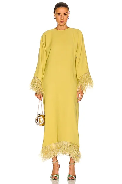 Shop Valentino Feather Dress In Yellow