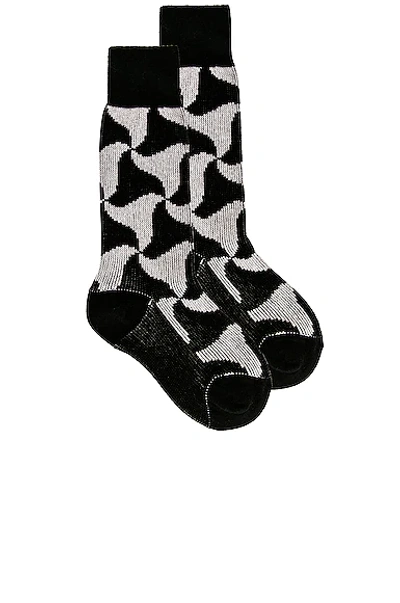 Shop Bottega Veneta Wavy Triangle Cashmere Socks In Black & White