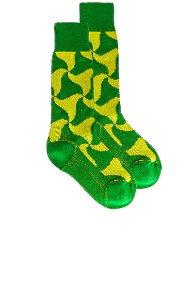 Shop Bottega Veneta Wavy Triangle Cashmere Socks In Parakeet & Kiwi