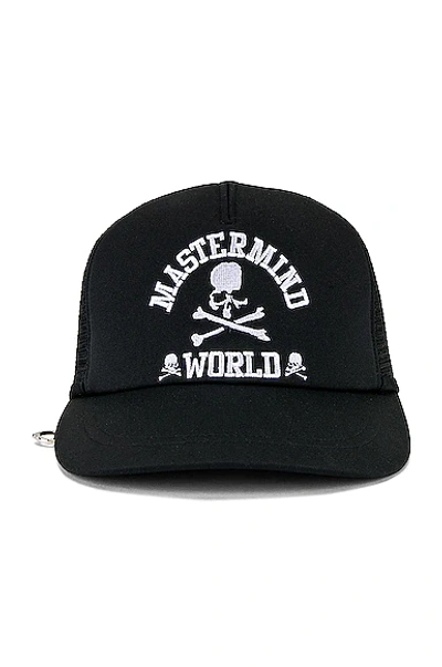 Shop Mastermind Japan Embroidered Trucker Hat In Black