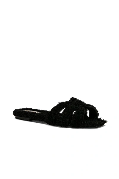 Shop Saint Laurent Tribute Flat Sandals In Nero