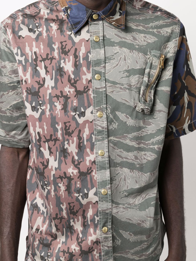 Shop Diesel Camouflage-print Short-sleeved Shirt In Grün