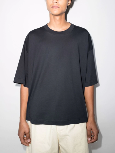 Studio Nicholson Crew Neck Oversized T-shirt In Blue