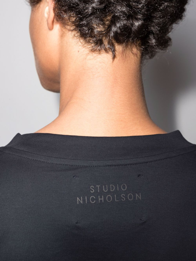 Studio Nicholson Crew Neck Oversized T-shirt In Blue