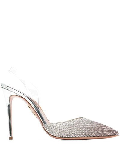 Shop Aquazzura Crystal-embellished 95mm Pumps In Silber