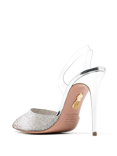 Shop Aquazzura Crystal-embellished 95mm Pumps In Silber