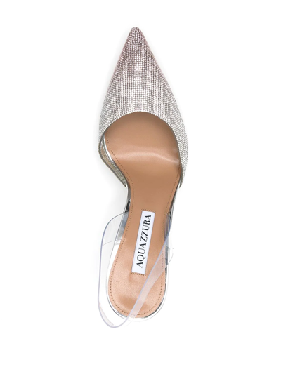 Shop Aquazzura Crystal-embellished 95mm Pumps In Silber