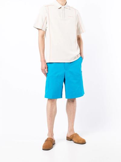 Shop Jacquemus Cotton Bermuda Shorts In Blau