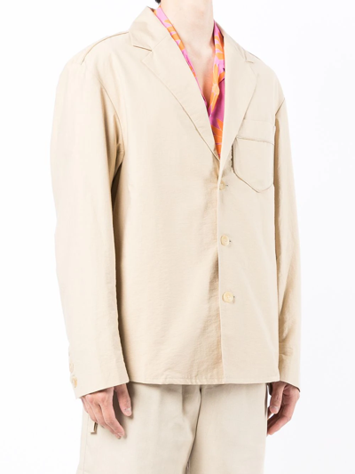 Jacquemus La Vesta Pacalo Cotton Blend Jacket In Braun