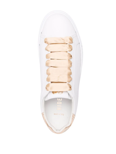 Shop Hide & Jack Contrasting-laces Leather Sneakers In White