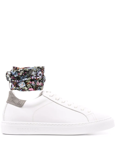 Shop Hide & Jack Sky Lace-up Leather Sneakers In White
