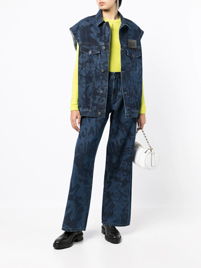Shop Ports V All-over Graffiti Print Jeans In Blue