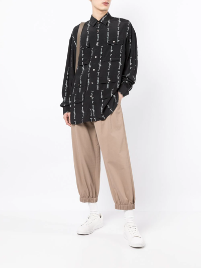 Ports V Graphic-print Multi-pocket Shirt In Black