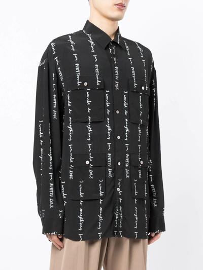 Ports V Graphic-print Multi-pocket Shirt In Black