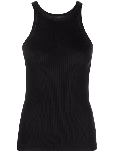 Shop Polo Ralph Lauren Ribbed Vest Top In Black