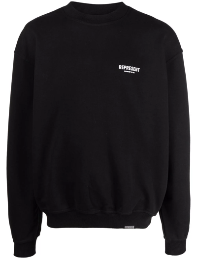 Shop Represent Logo Print Sweatshirt In Black