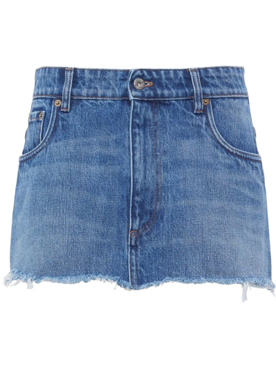 Shop Miu Miu Denim Mini Skirt In Blue