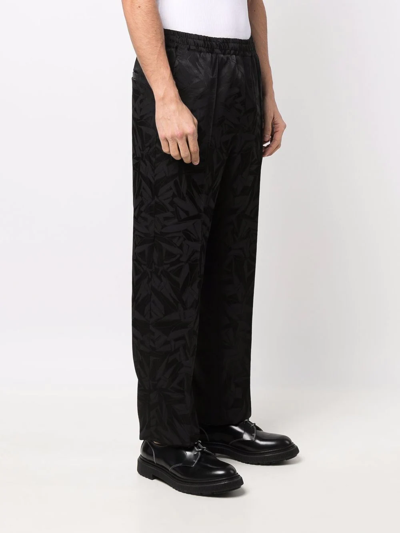 Shop Just Cavalli Floral Jacquard Straight Trousers In Schwarz