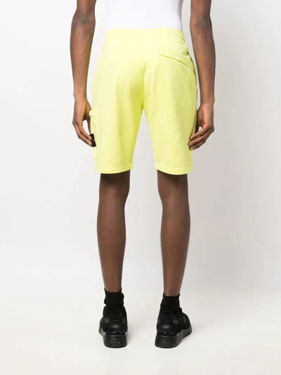 Shop Stone Island Compass-patch Cotton Track Shorts In Yellow