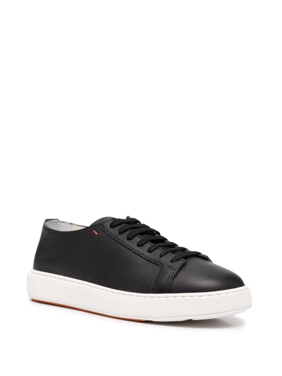 Shop Santoni Low-top Leather Sneakers In Schwarz