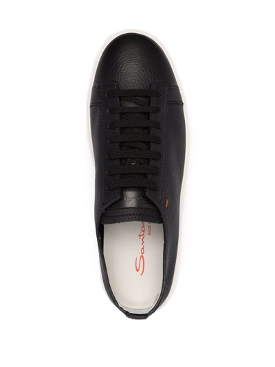 Shop Santoni Low-top Leather Sneakers In Schwarz