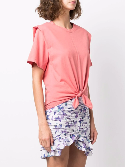 Shop Isabel Marant Cropped Waist-tie T-shirt In Rosa